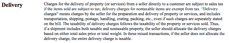 New Jersey delivery charges taxable