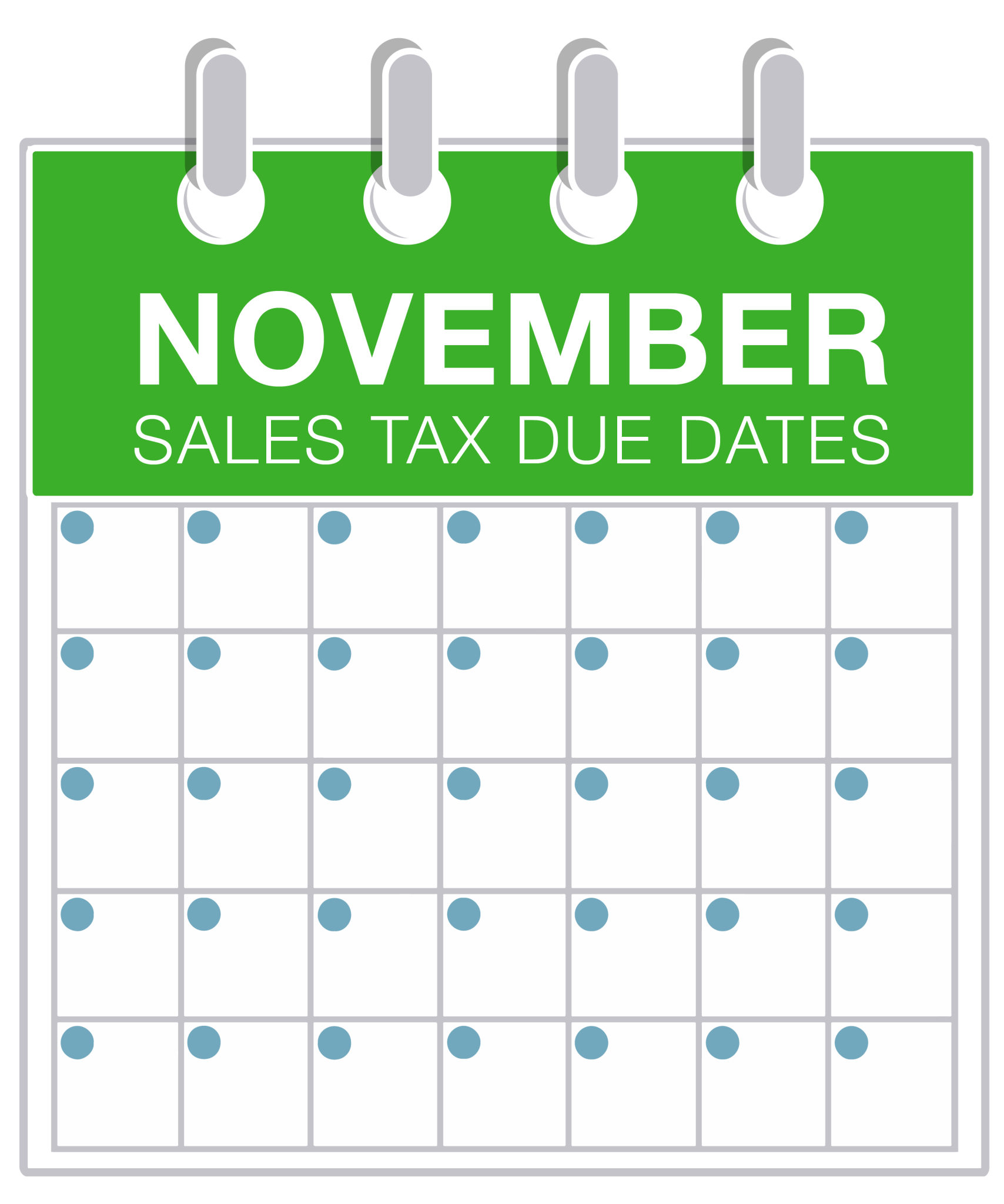 November Sales Tax Due Dates 2016