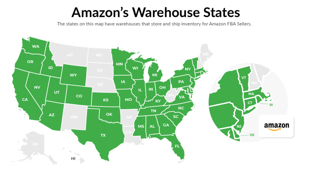 Amazon fulfillment center locations sales tax nexus