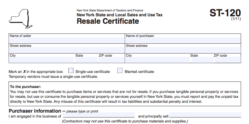 New York Reseller's Permit