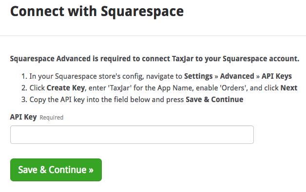 how to connect TaxJar to your Squarespace account